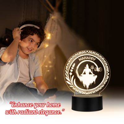 Mahadev 3D LED Night Lamp  Spiritual Bedside Table Decor for Mahashivratri & New Home Gift  Divine Gift for Shiva Devotees, Family & Friends   Warm White Light